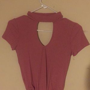 pink choker bodysuit